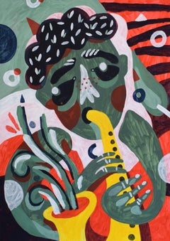  jazz vert, 59 x 42 cm