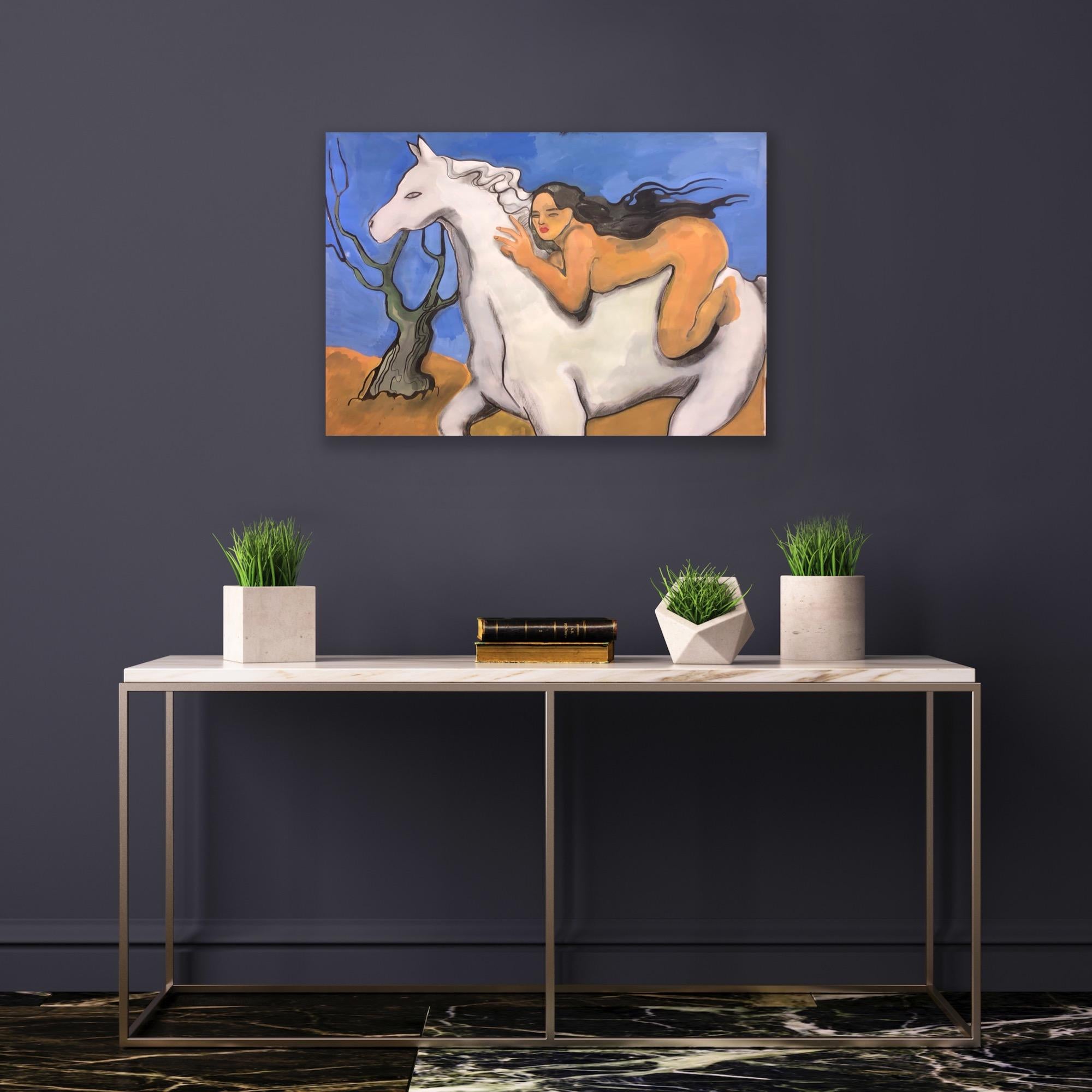 White horse, 60x80cm For Sale 2