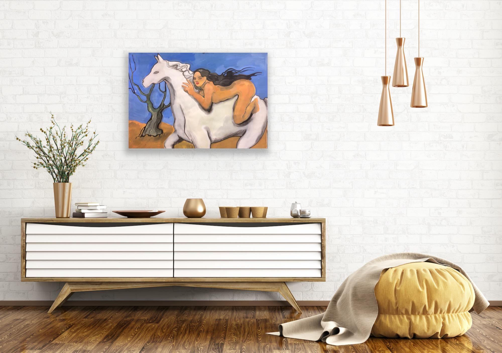 White horse, 60x80cm For Sale 3