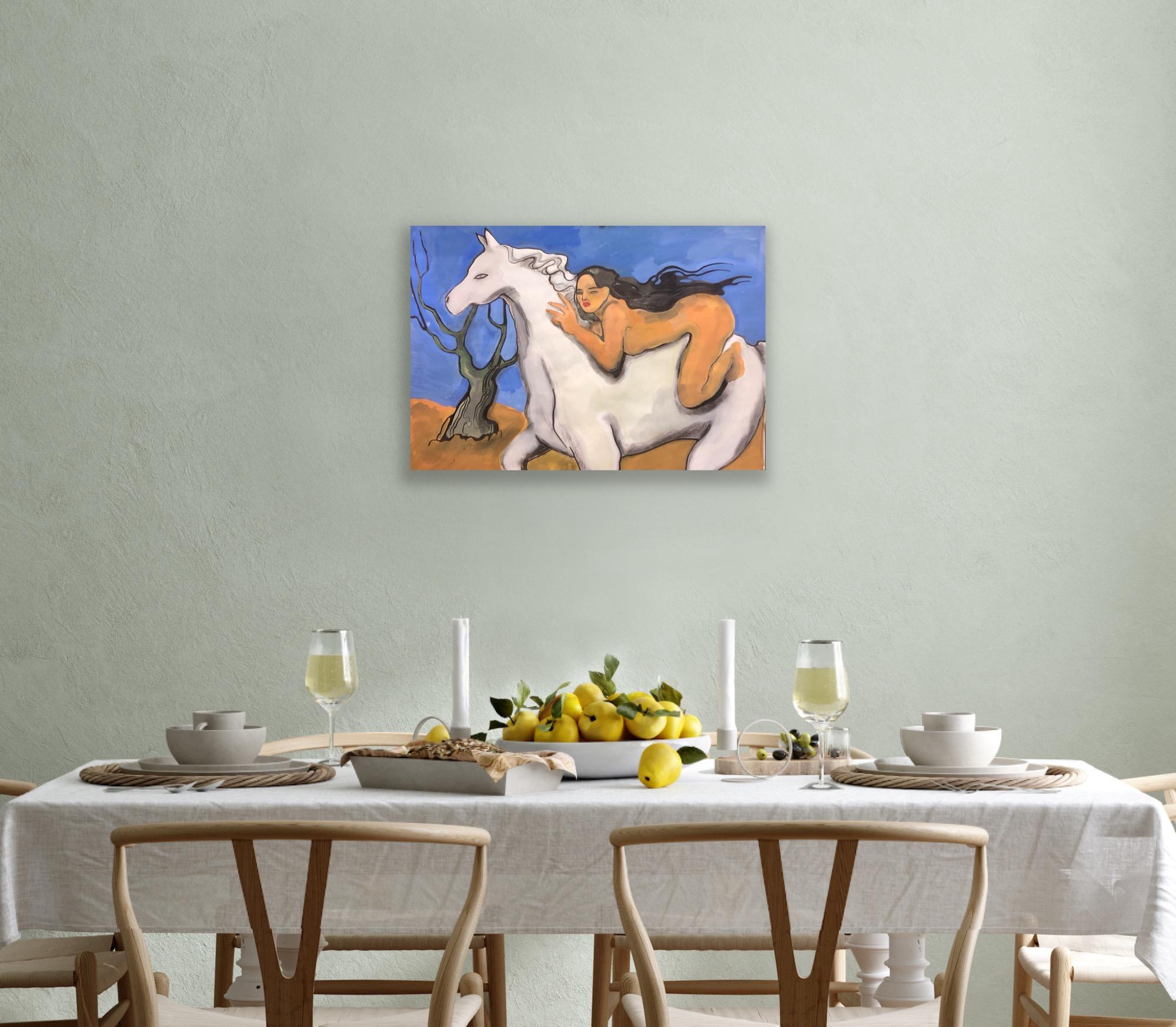 White horse, 60x80cm For Sale 4
