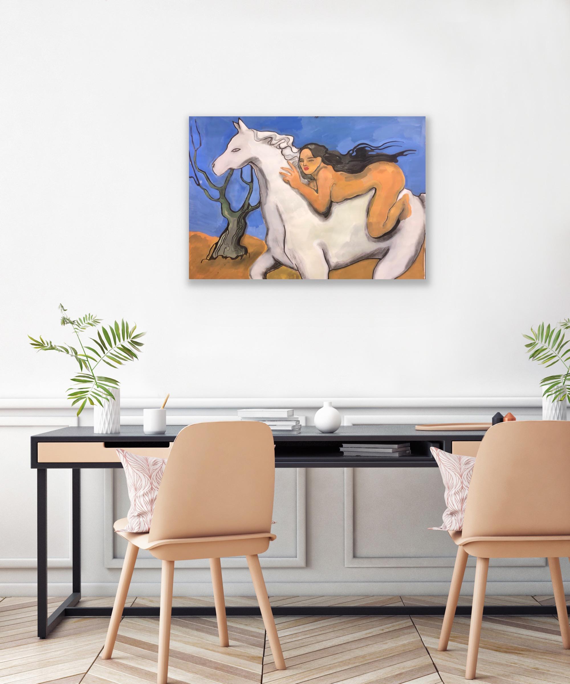 White horse, 60x80cm For Sale 6