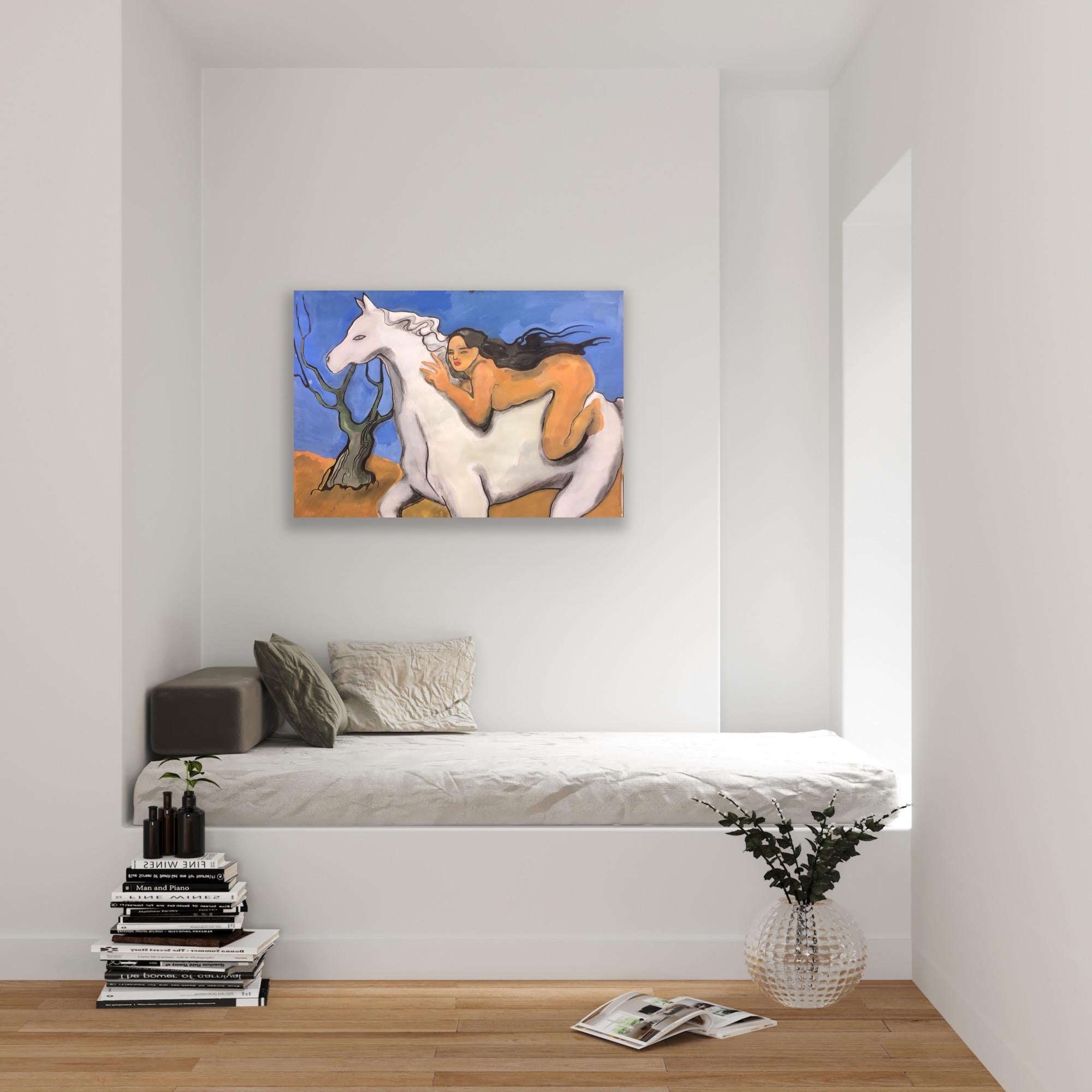 Weißes Pferd, 60x80 cm, weiß im Angebot 8
