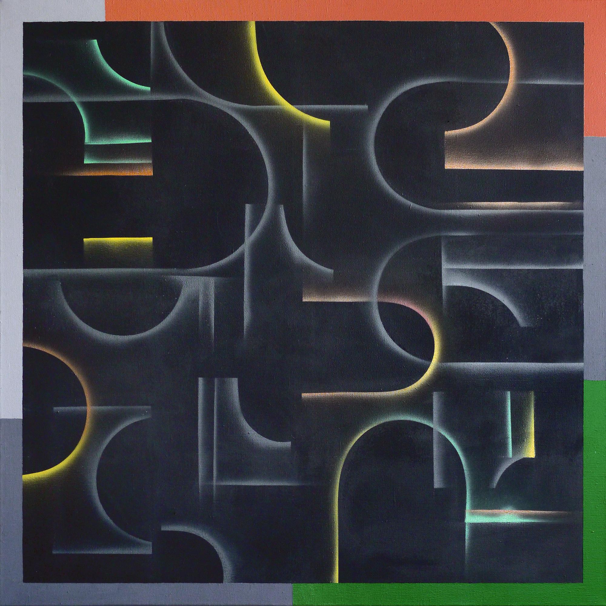Olga Rikun Abstract Painting - labyrinths, 100x100cm