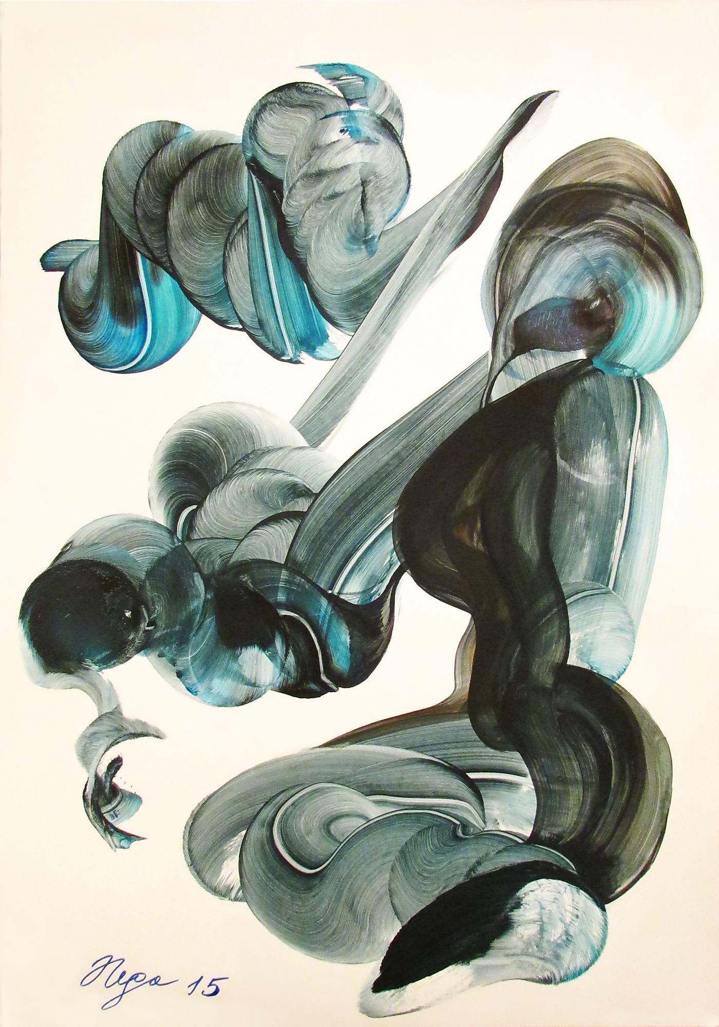 Tatiana Nega Abstract Drawing - The birth of the form, 100x70cm