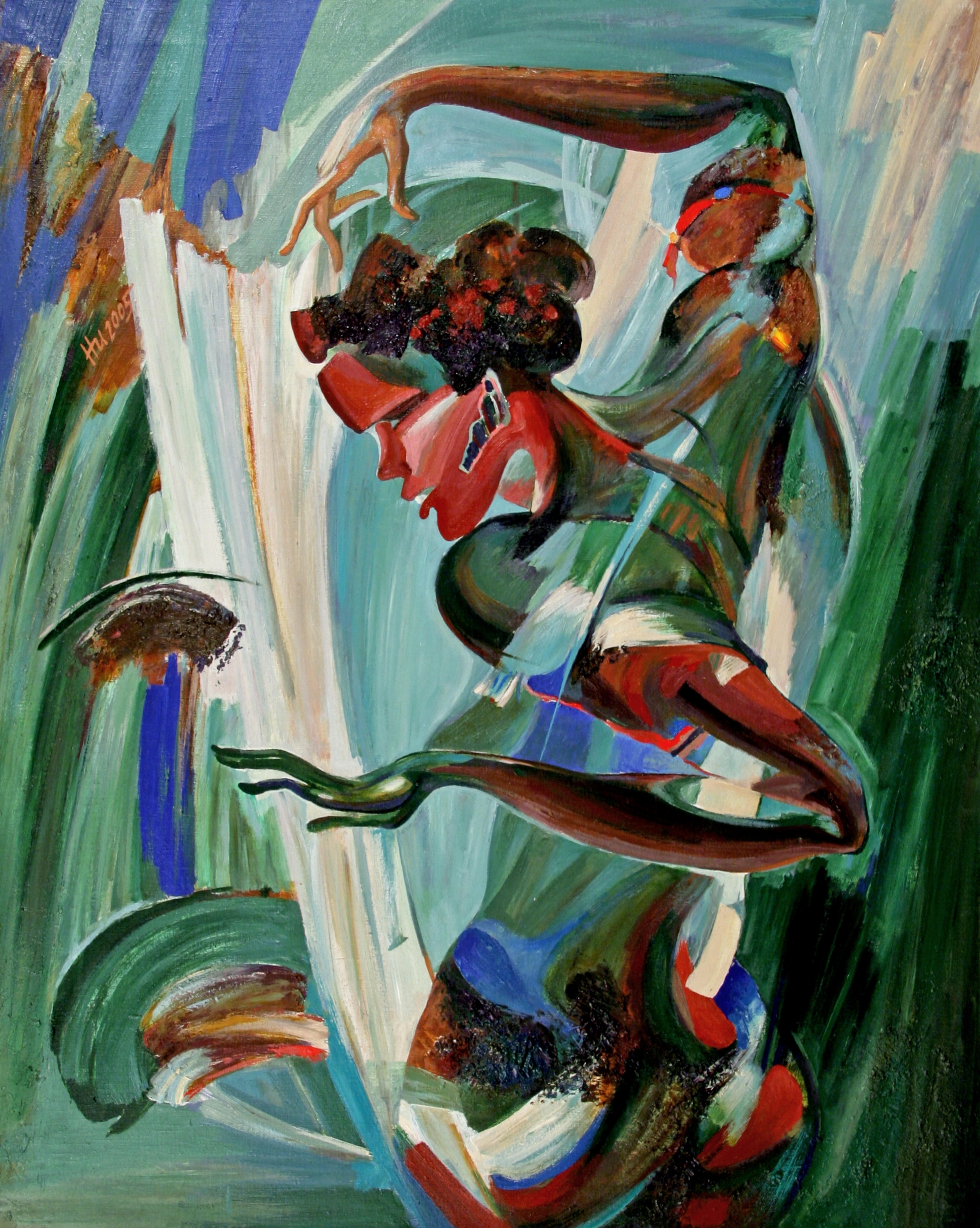 « Dance with Drums », 97 x78 cm, huile sur toile