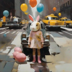 Not a cute bunny, 100x100cm, print on canvas