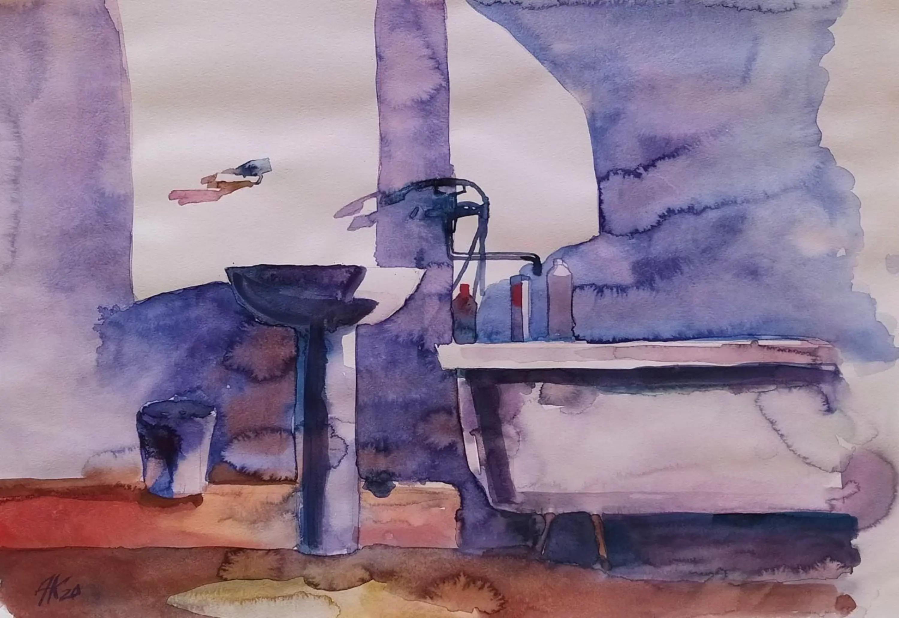 Untitled, 60x40cm, watercolor, paper - Art by Anton Kupriyanov