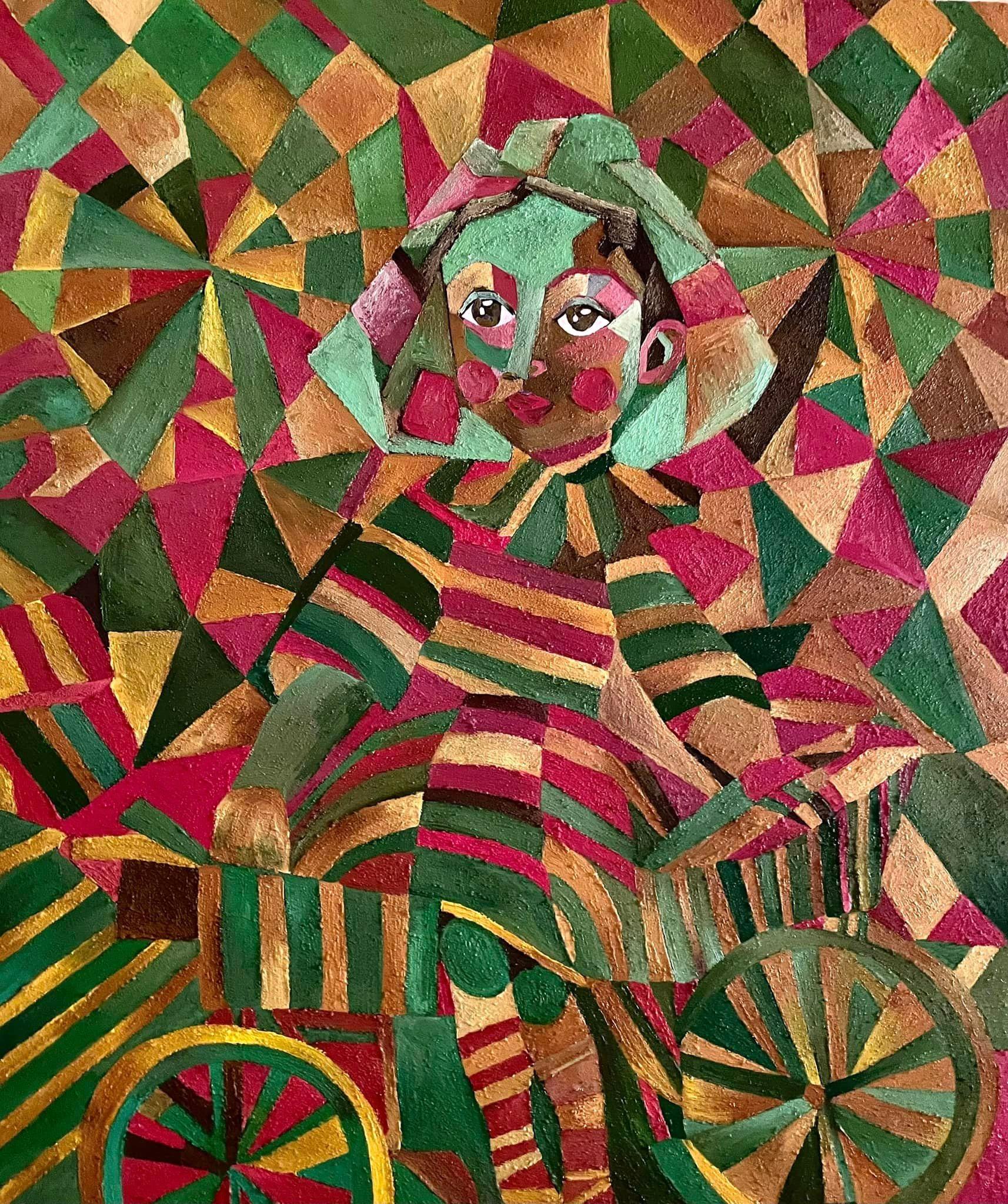 Green is my favorite, 100x120cm, Oil, Canvas, Sand - Painting by Tanya Brodskaya