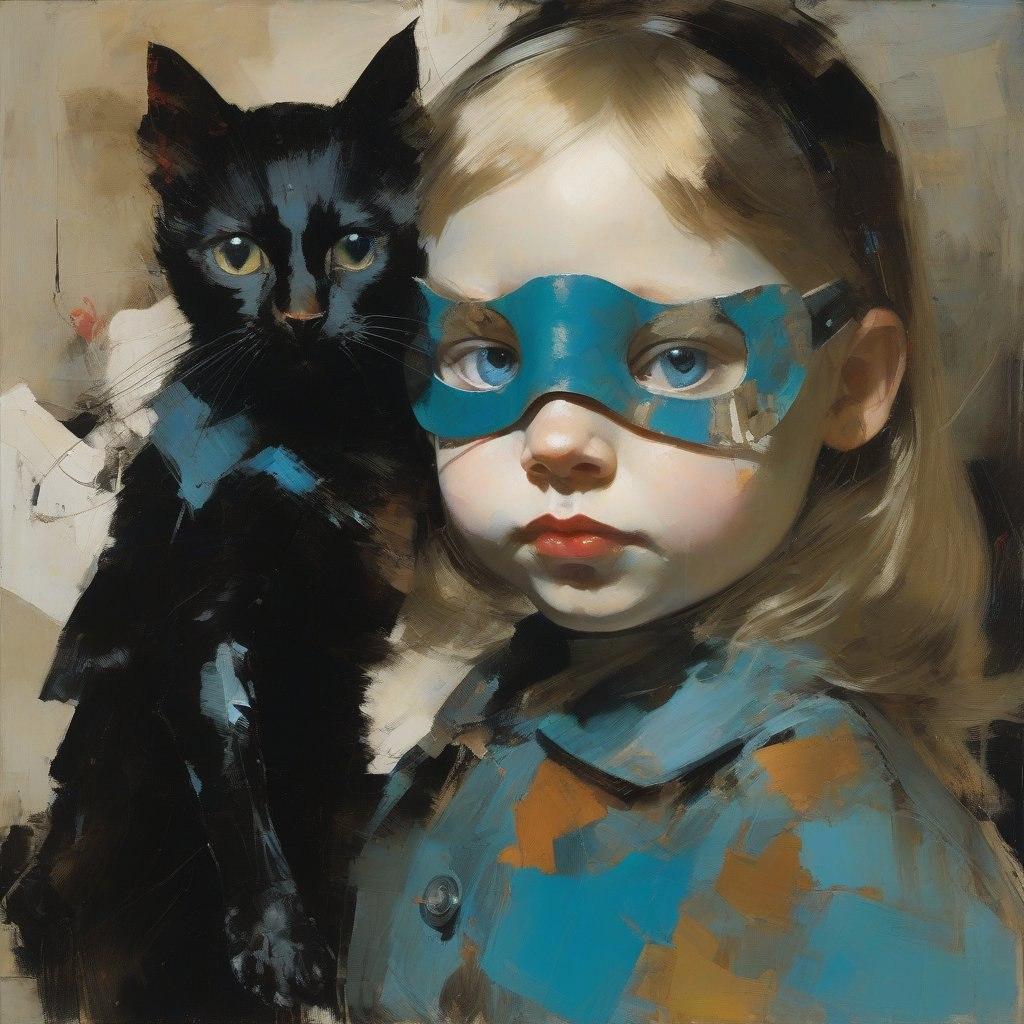 With a friend, 80x80cm , print on canvas - Print by Peter Simakov