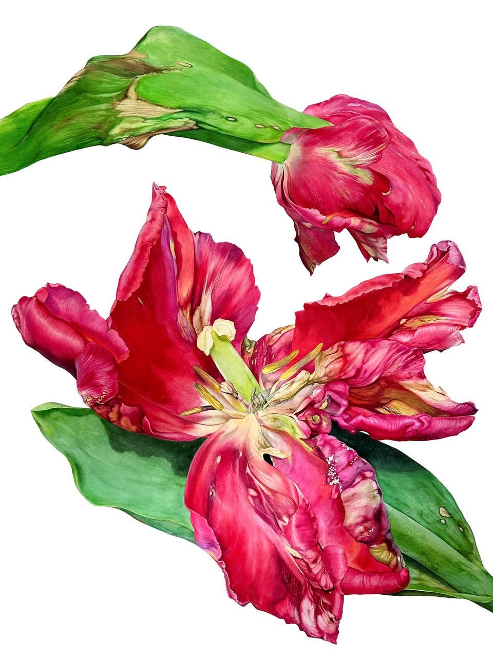 Flower, pencil, watercolor, paper, 140x100cm - Painting by Elena Brauschenberg