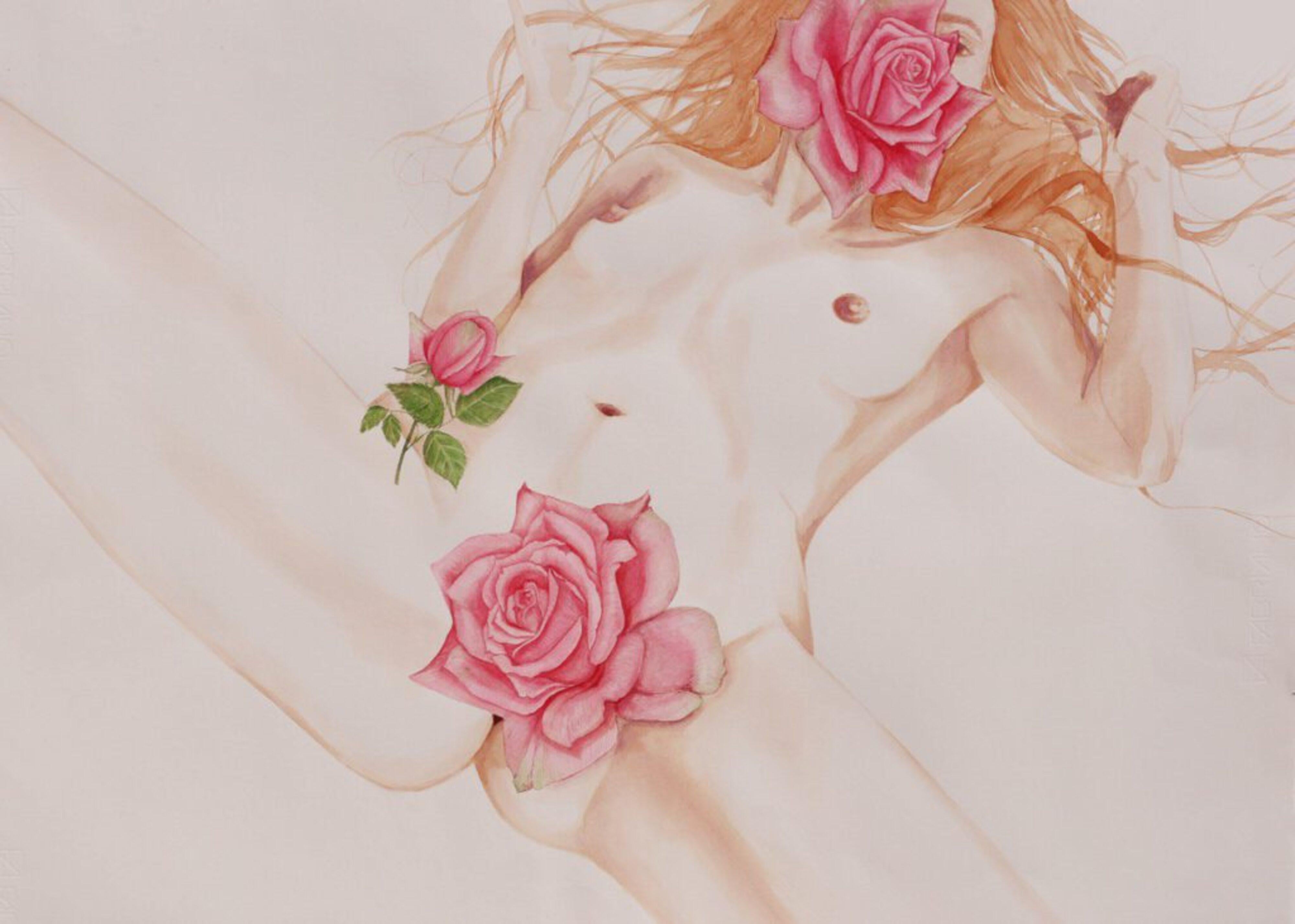 positive sexual objectification, watercolor, paper, 76x56cm - Art by Elena Brauschenberg