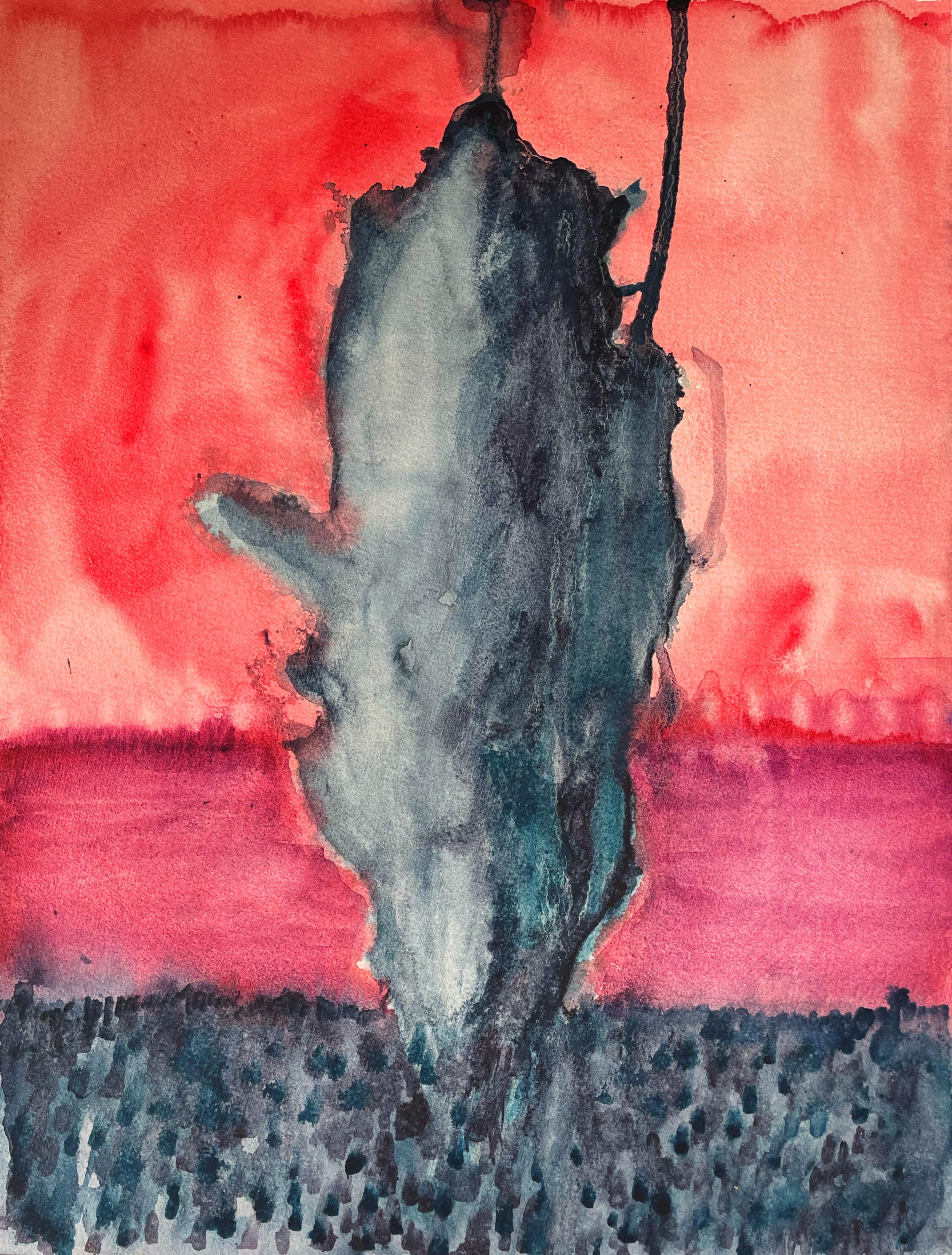  “poplars 6”. Watercolor, cotton. 30, 5 х 41 cm. 2023. - Art by Polina Gulgas