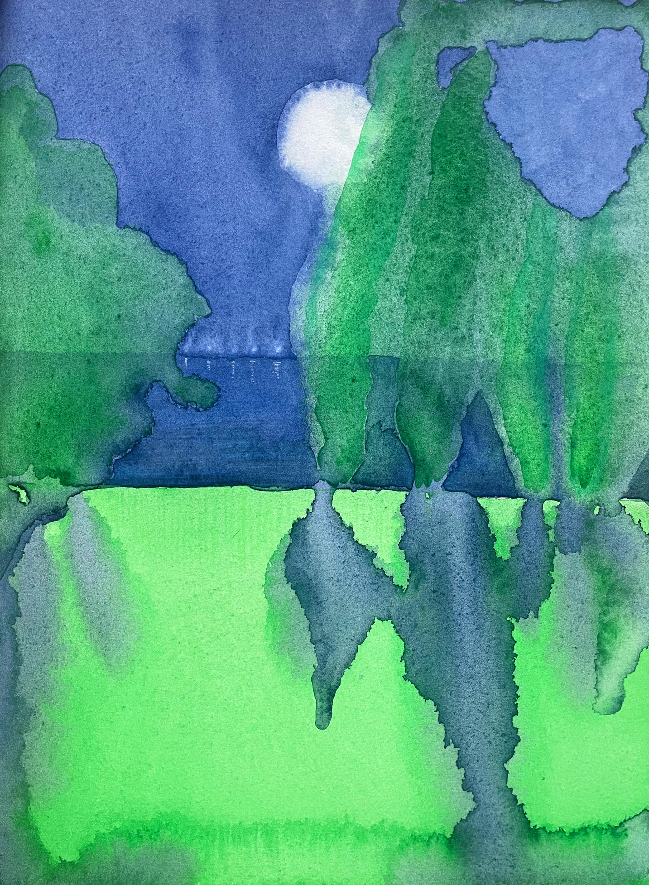  “poplars 2”. Watercolor, cotton. 30, 5 х 41 cm. 2023.