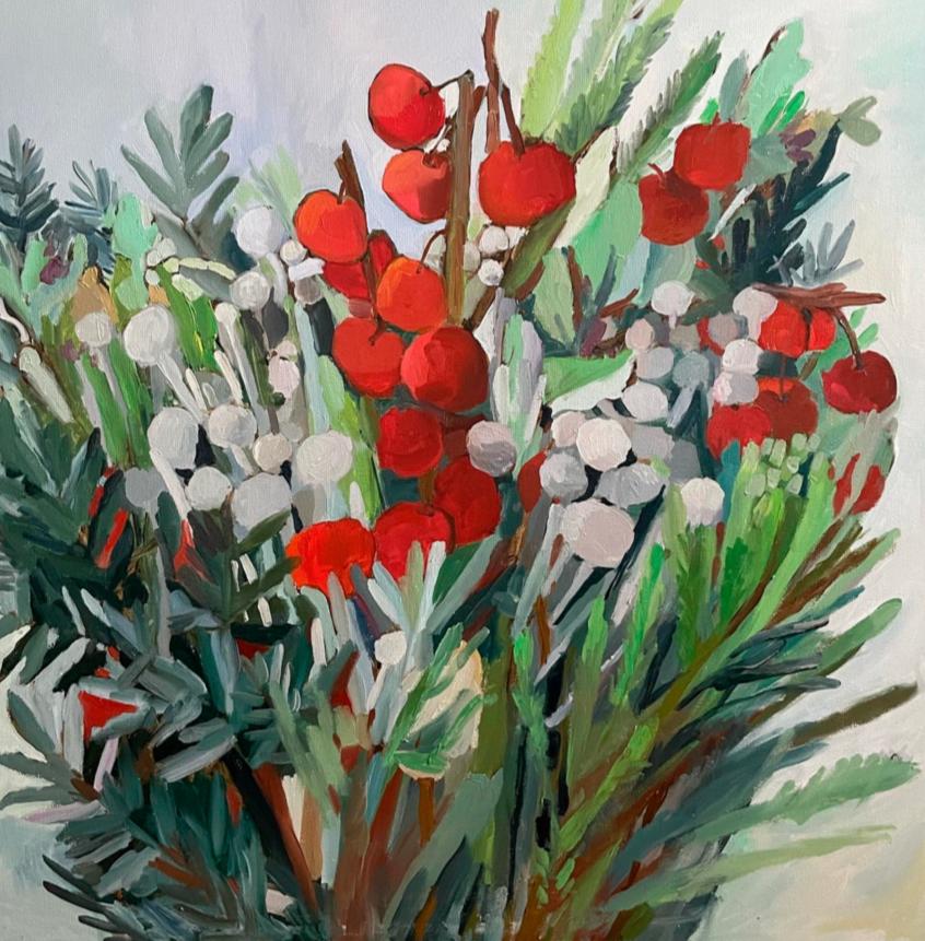 Winter apples, 80x80cm - Painting by Lera Zimyatova