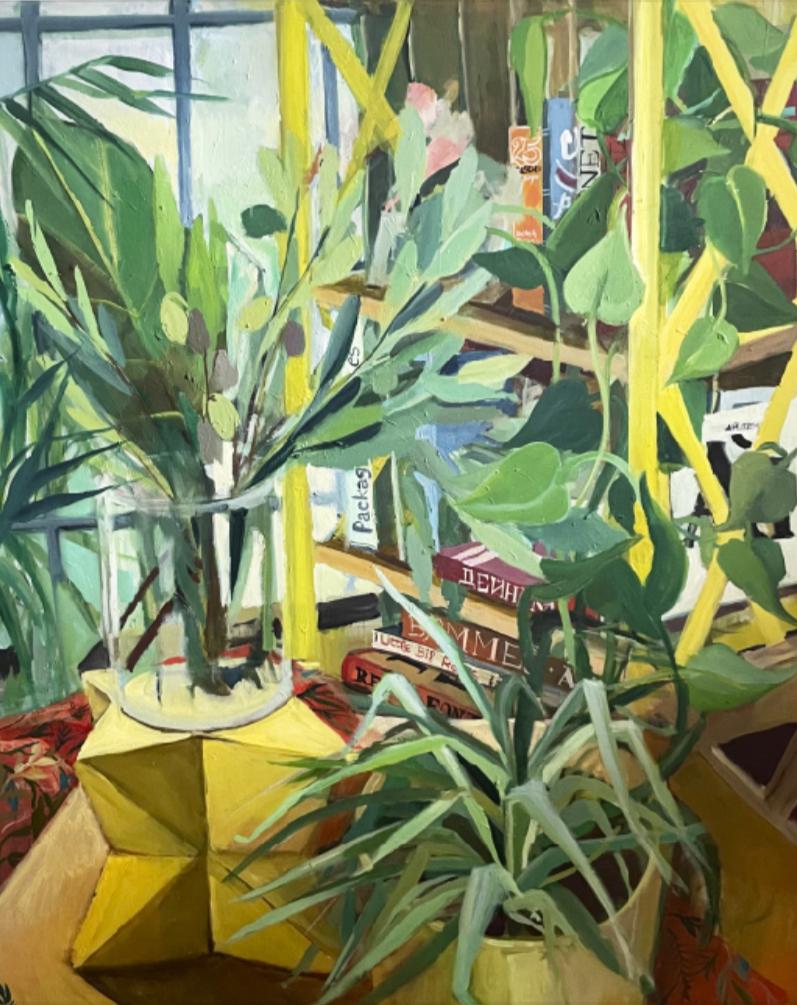 Green painting, 120x100cm - Painting by Lera Zimyatova