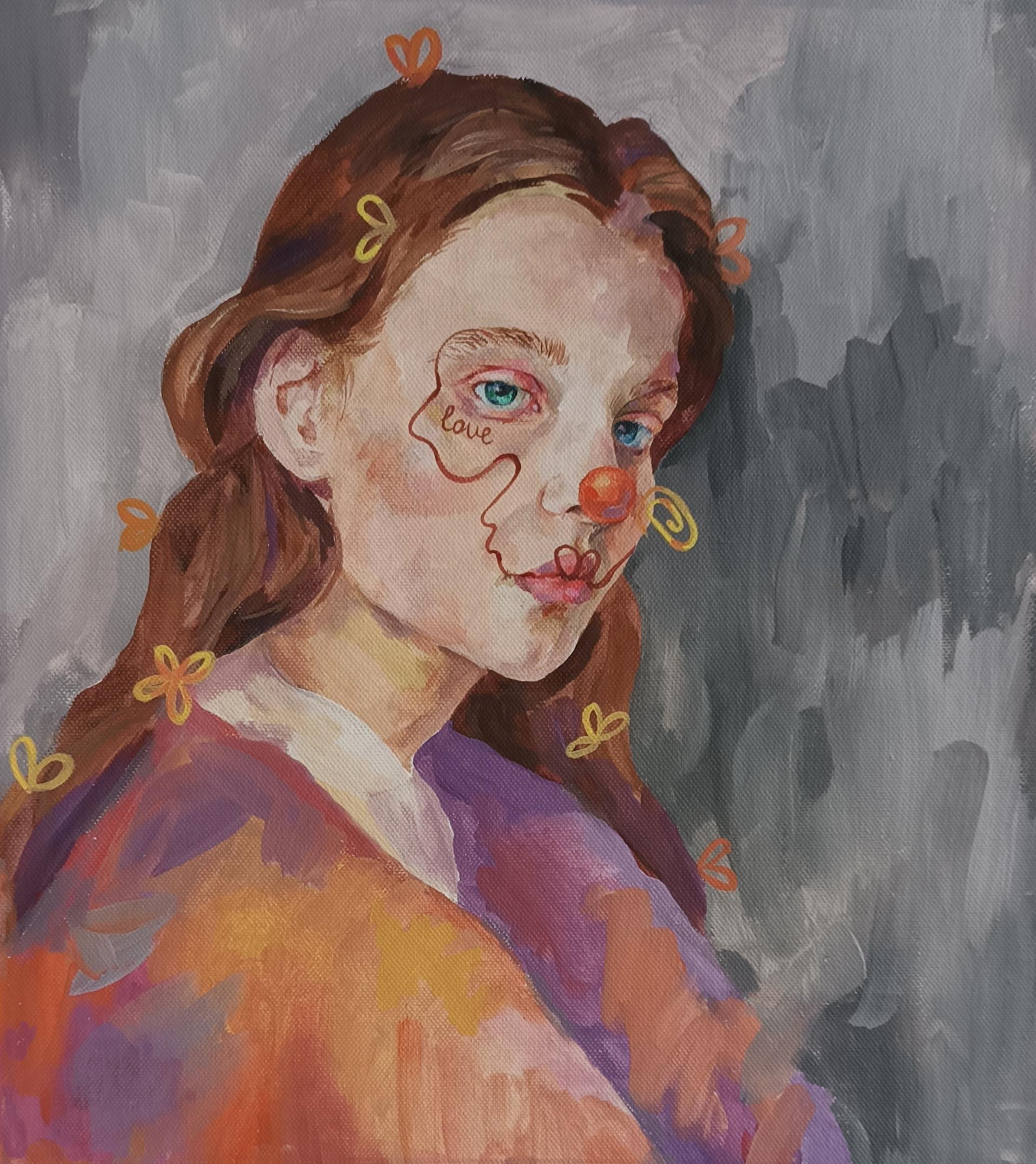 Good girl (love), 40x35cm, canvas, acrylic - Painting by Anastasiya Akulova