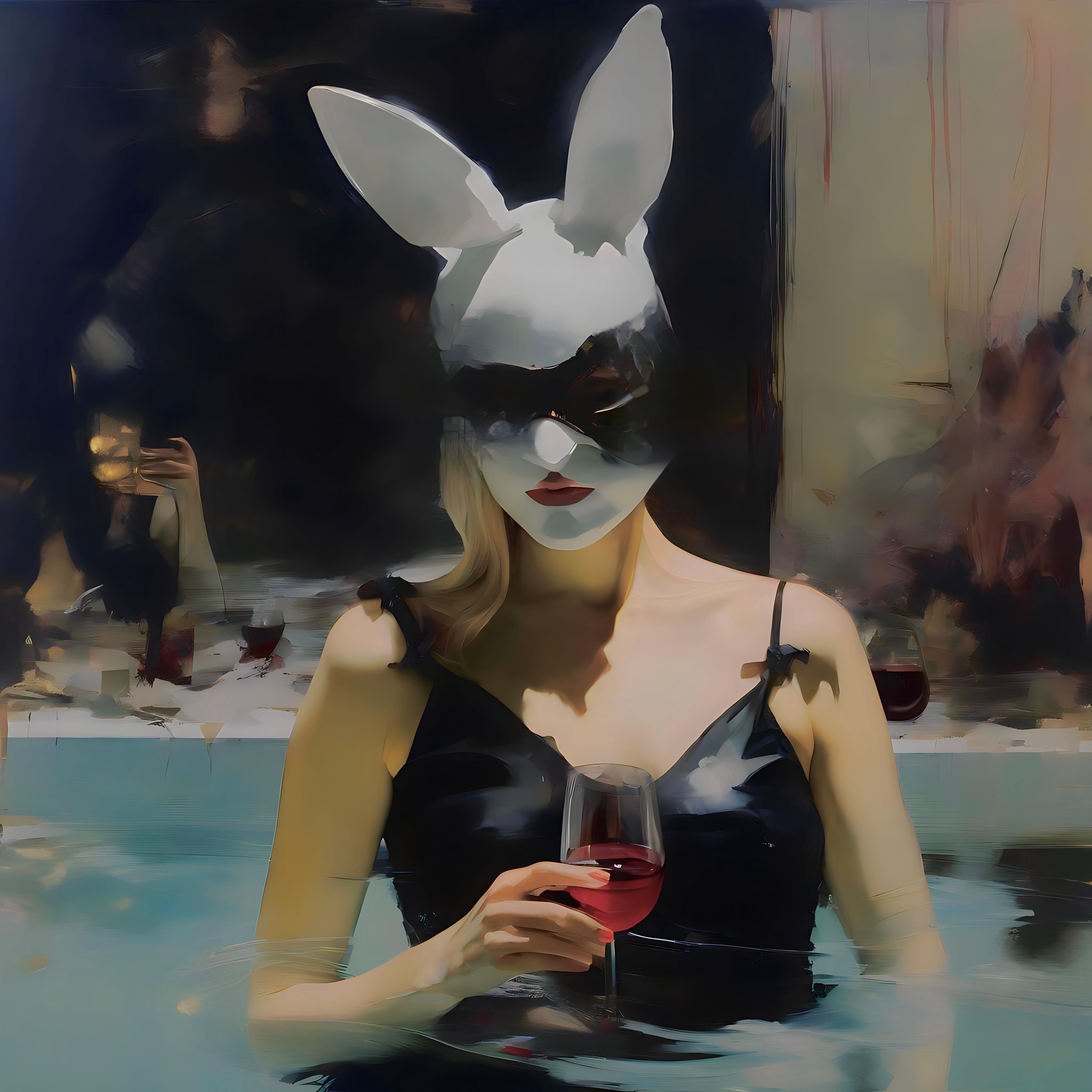 What mask are you wearing? 80x80cm, print on canvas - Print by Peter Simakov