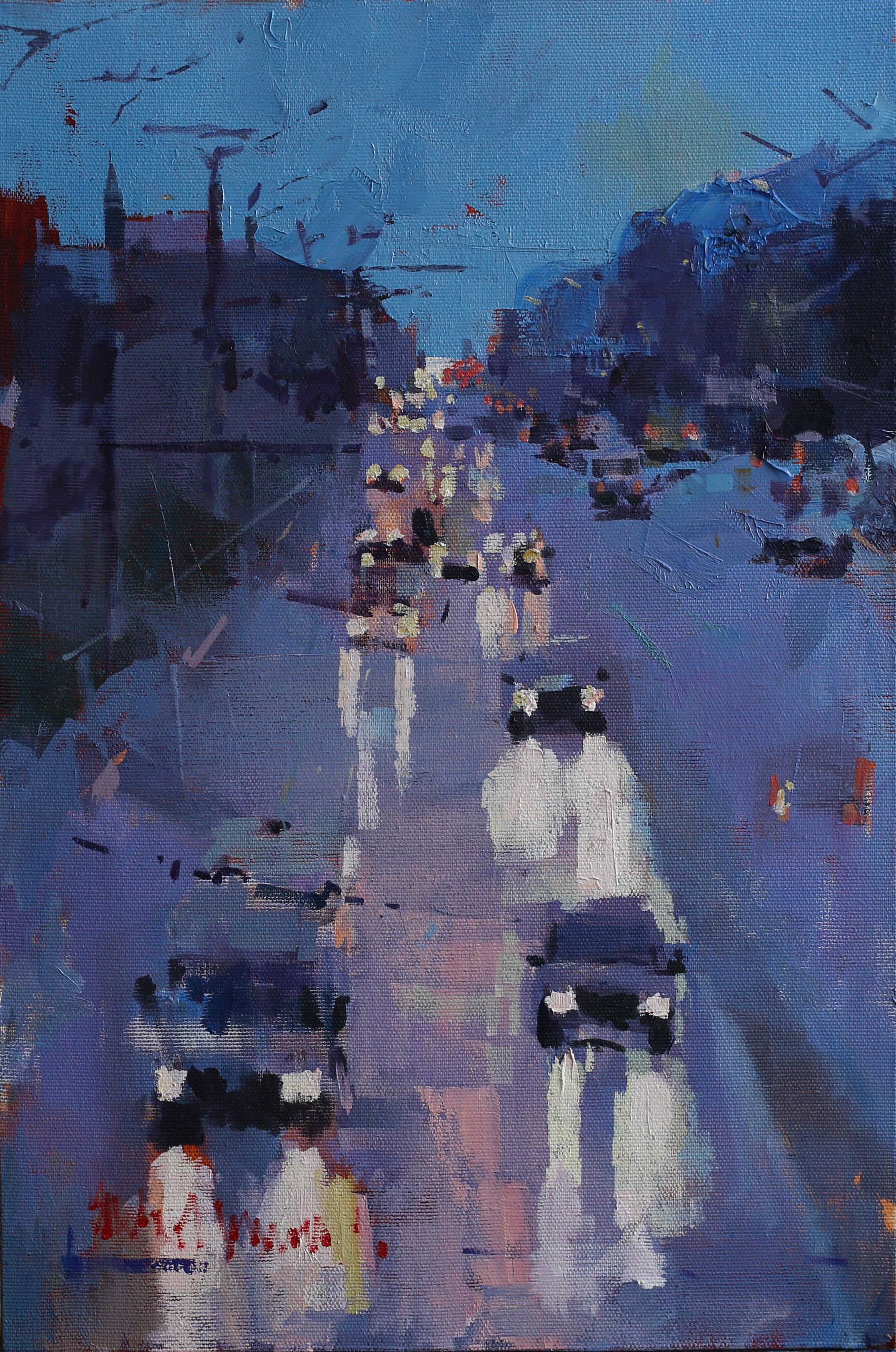 Traffic jam, 60x30cm - Painting by Nikita Pavlov