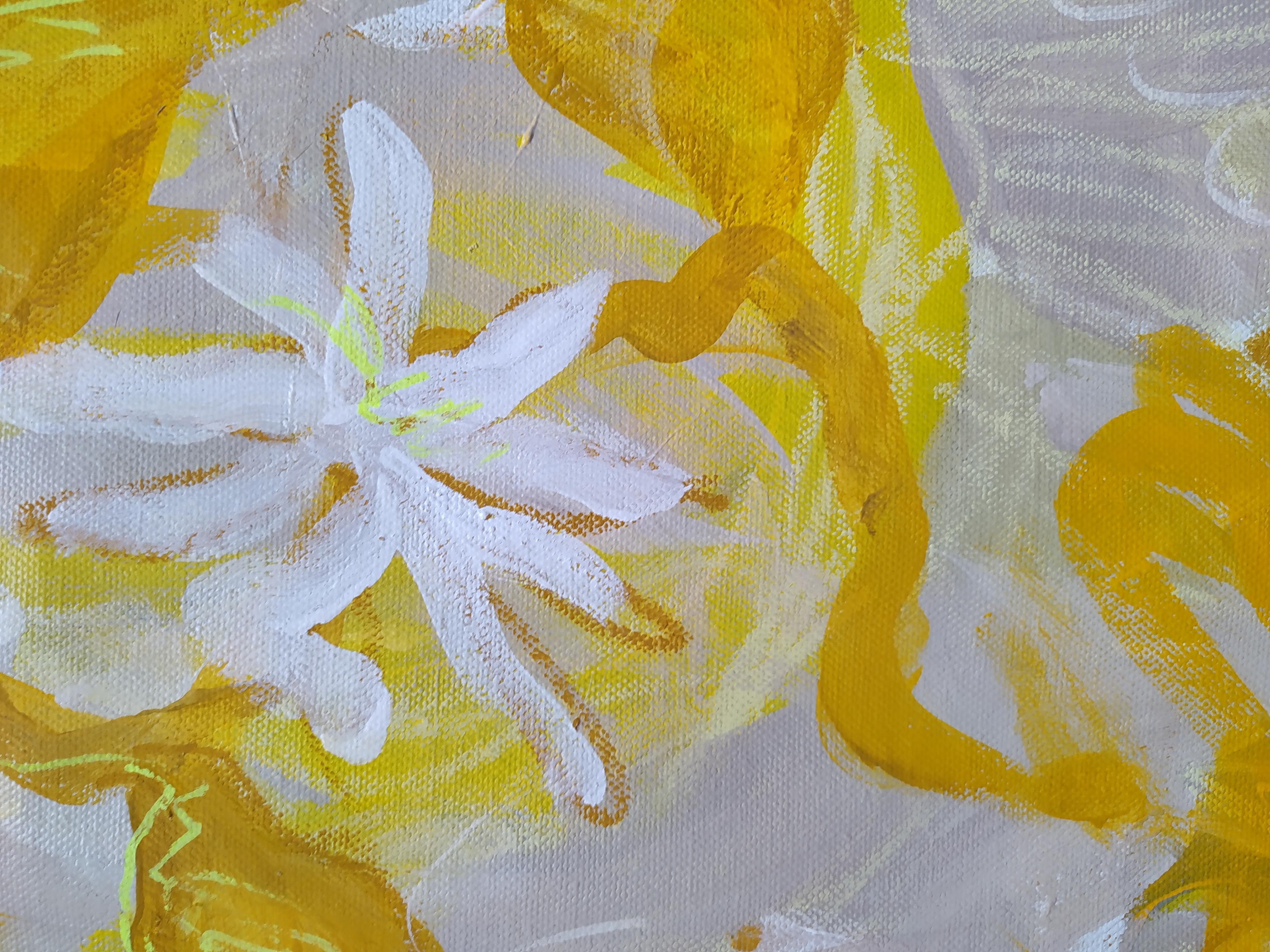 Lemon leaves, 100x70cm - Abstract Painting by Fleur