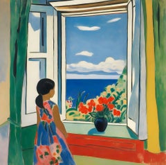 Near the window , 70x70cm, print on canvas