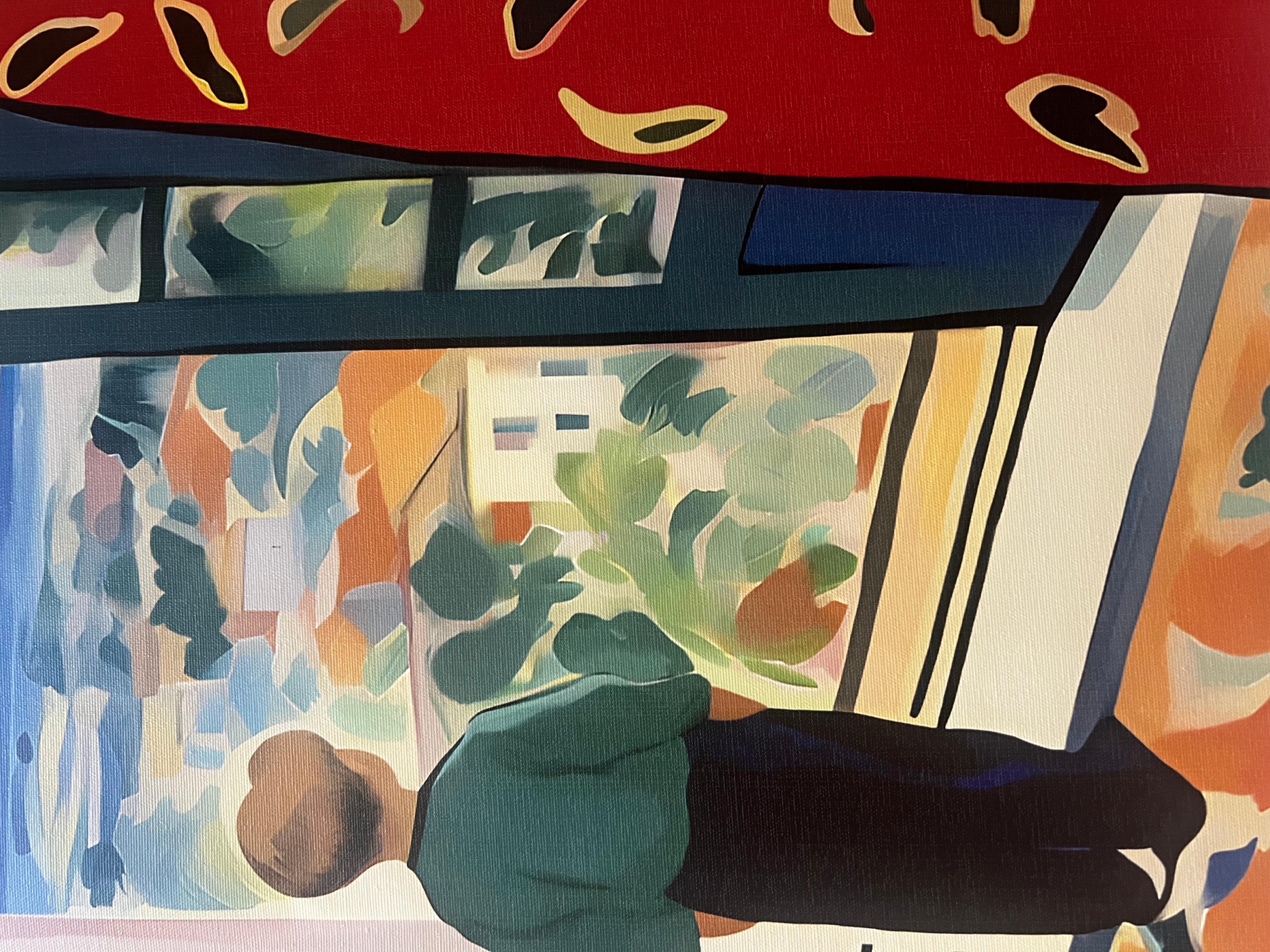 Near the window , 70x70cm, print on canvas - Pop Art Print by Nina Tsoriti