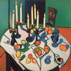 Still life with candles, 70x70cm, print on canvas