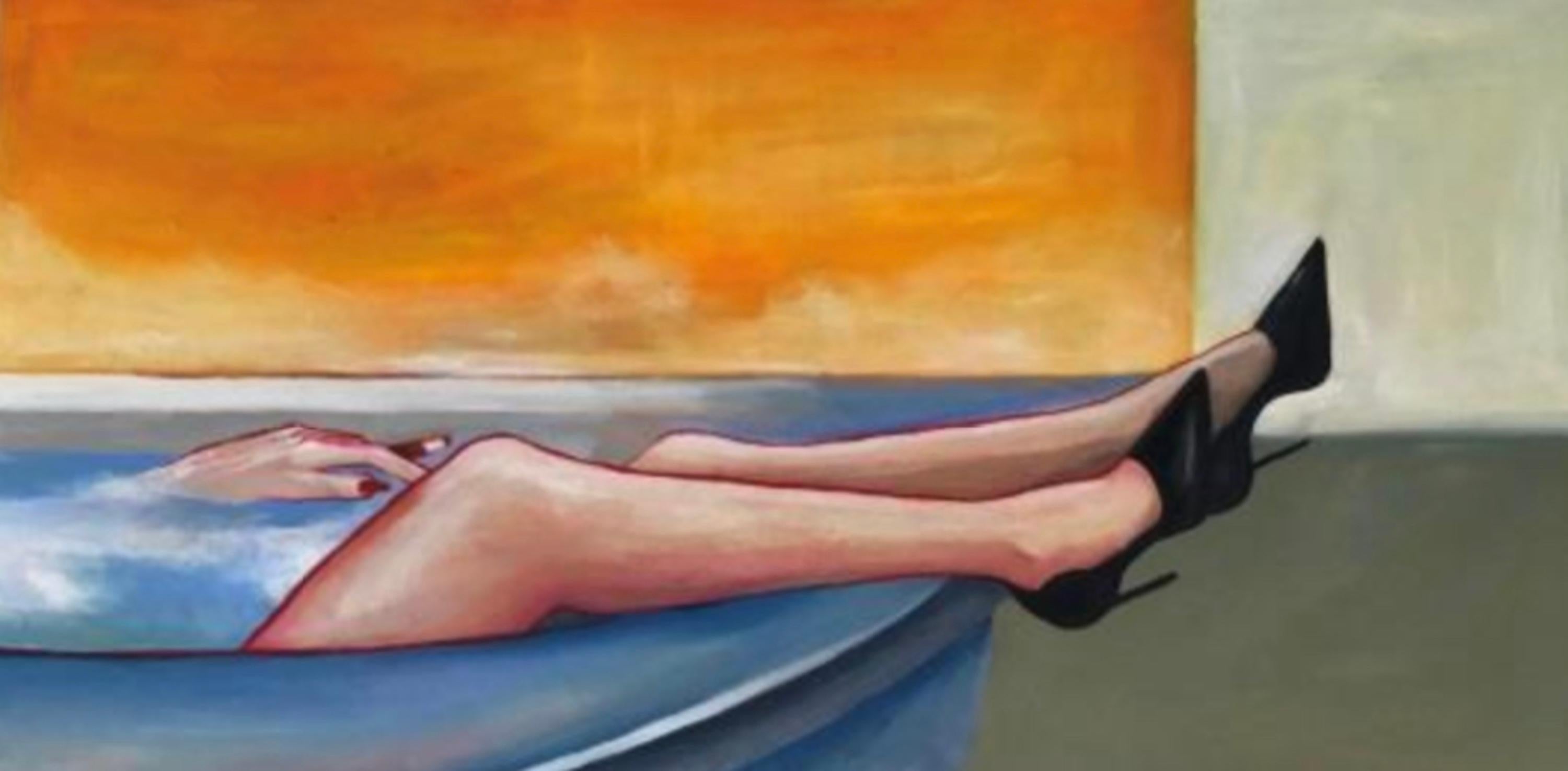 “Waiting”  Oil on canvas 50*100 cm - Painting by Evgenia Sardaeva