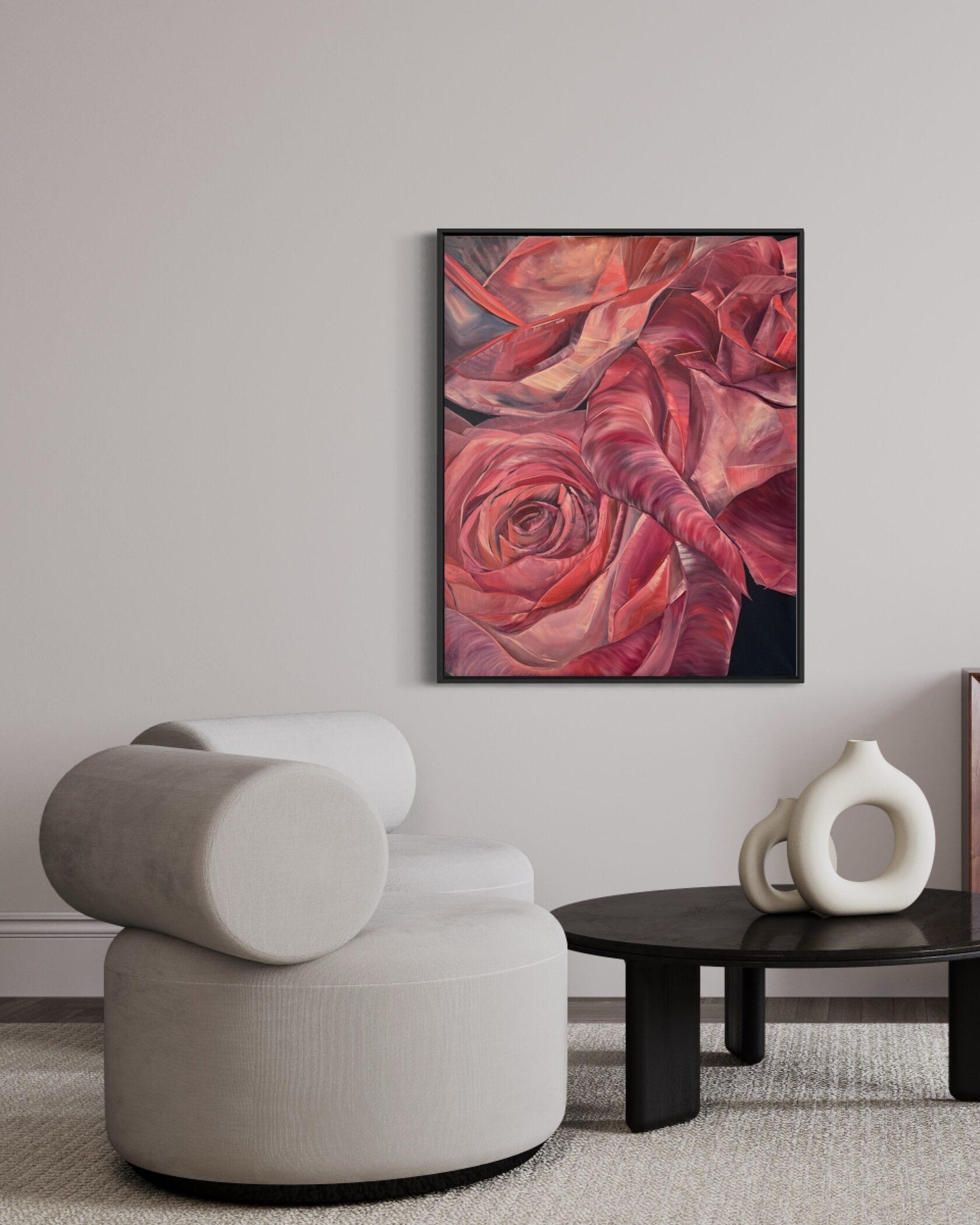 Red roses, 100x80cm - Contemporary Painting by Inna Sumina