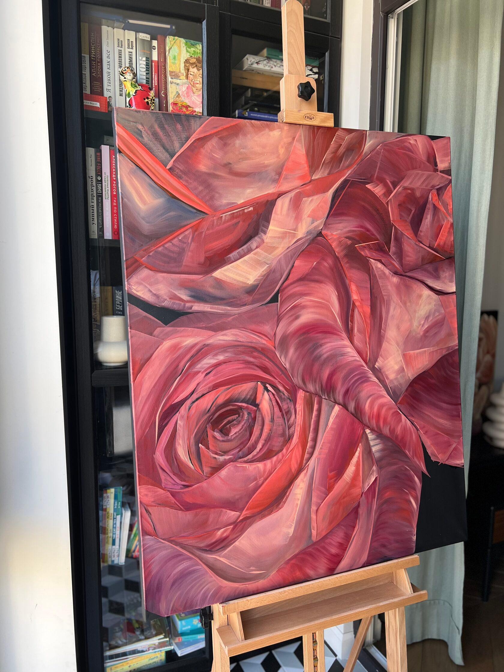 Red roses, 100x80cm
My paintings are a reflection of my inner space, I will call it a garden. What is this garden like? It's a little chaotic, a little bright, a little abstract, a little orderly, a little dramatic.
My inner garden becomes outer