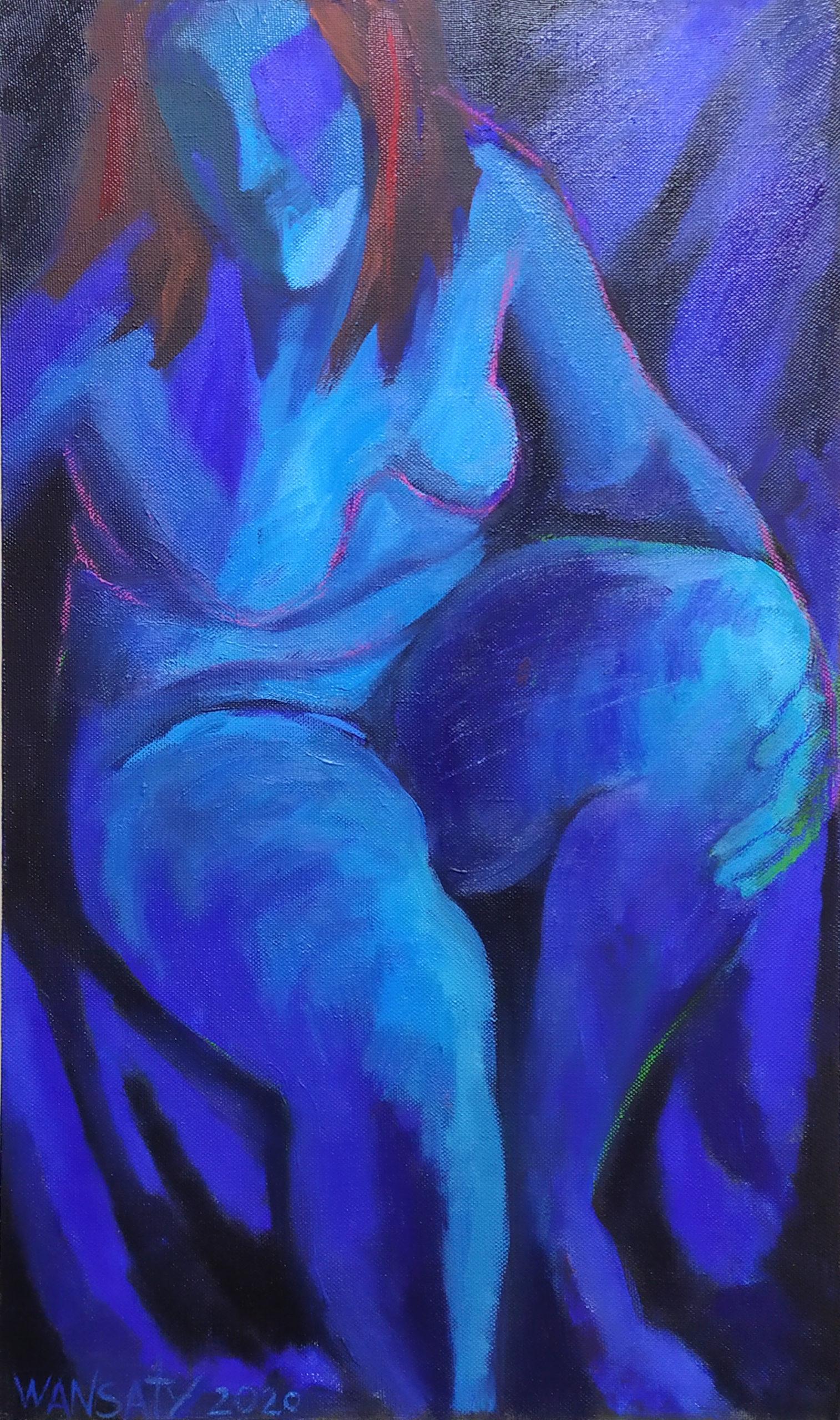 Tatiana Levchenko Figurative Painting – Blau, 100x60cm