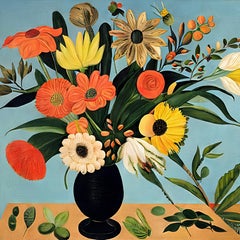 Vase with Flowers, 70x70cm, print on canvas