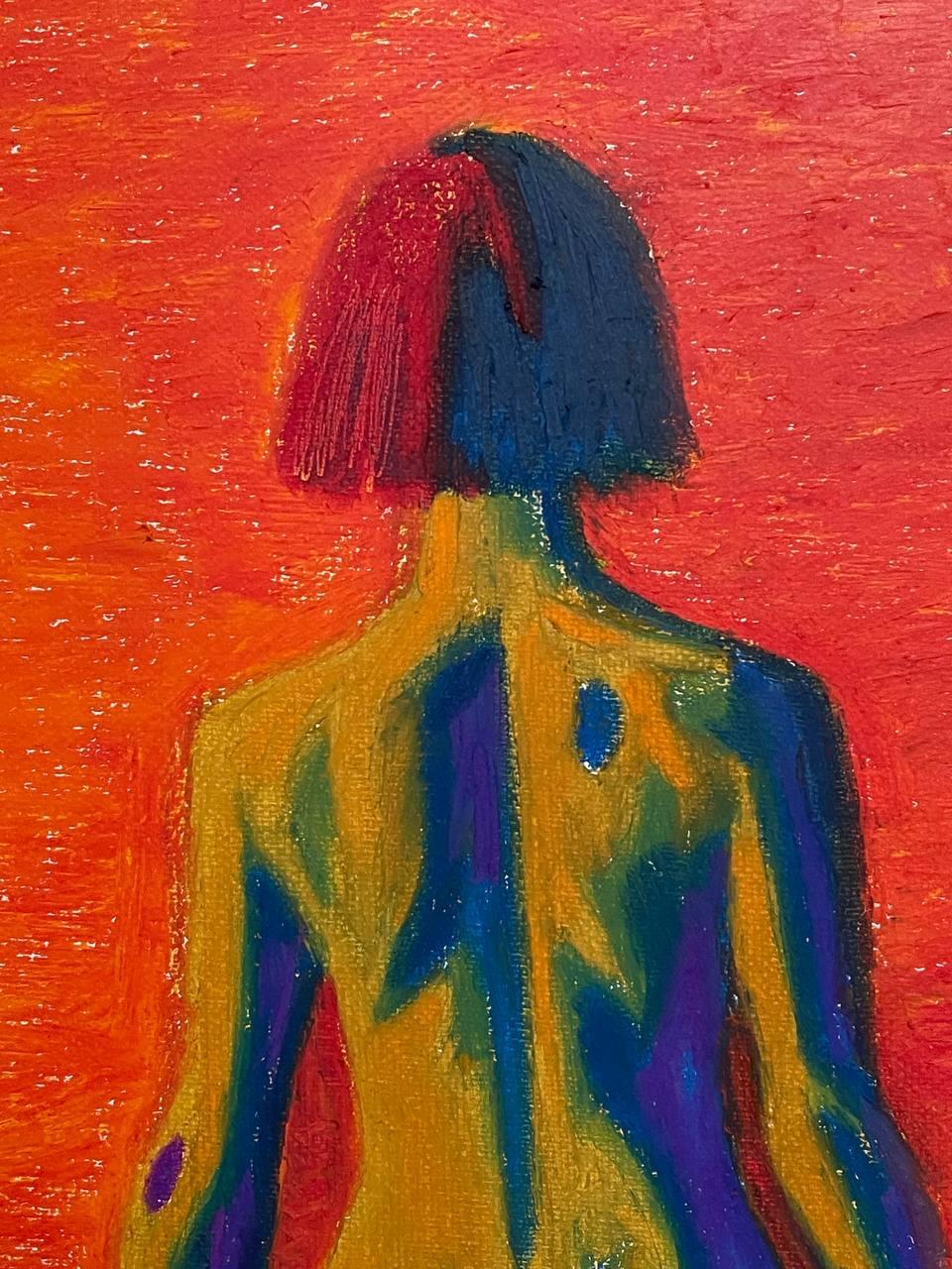 Self-portrait N3, 70x140cm, oil pastel/acrylic/canvas For Sale 4