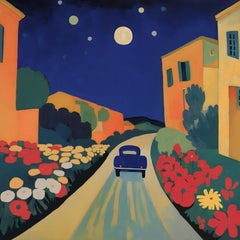 Night road , 70x70cm, print on canvas
