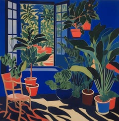 Room with flowers , 70x70cm, print on canvas