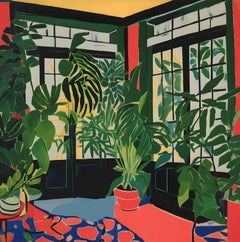 Room with flowers , 70x70cm, print on canvas