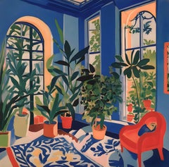 Room with flowers , 70x70cm, print on canvas