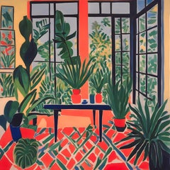 Room with flowers , 70x70cm, print on canvas