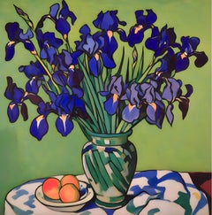 Still life with irises , 70x70cm, print on canvas