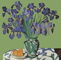 Still life with irises , 70x70cm, print on canvas