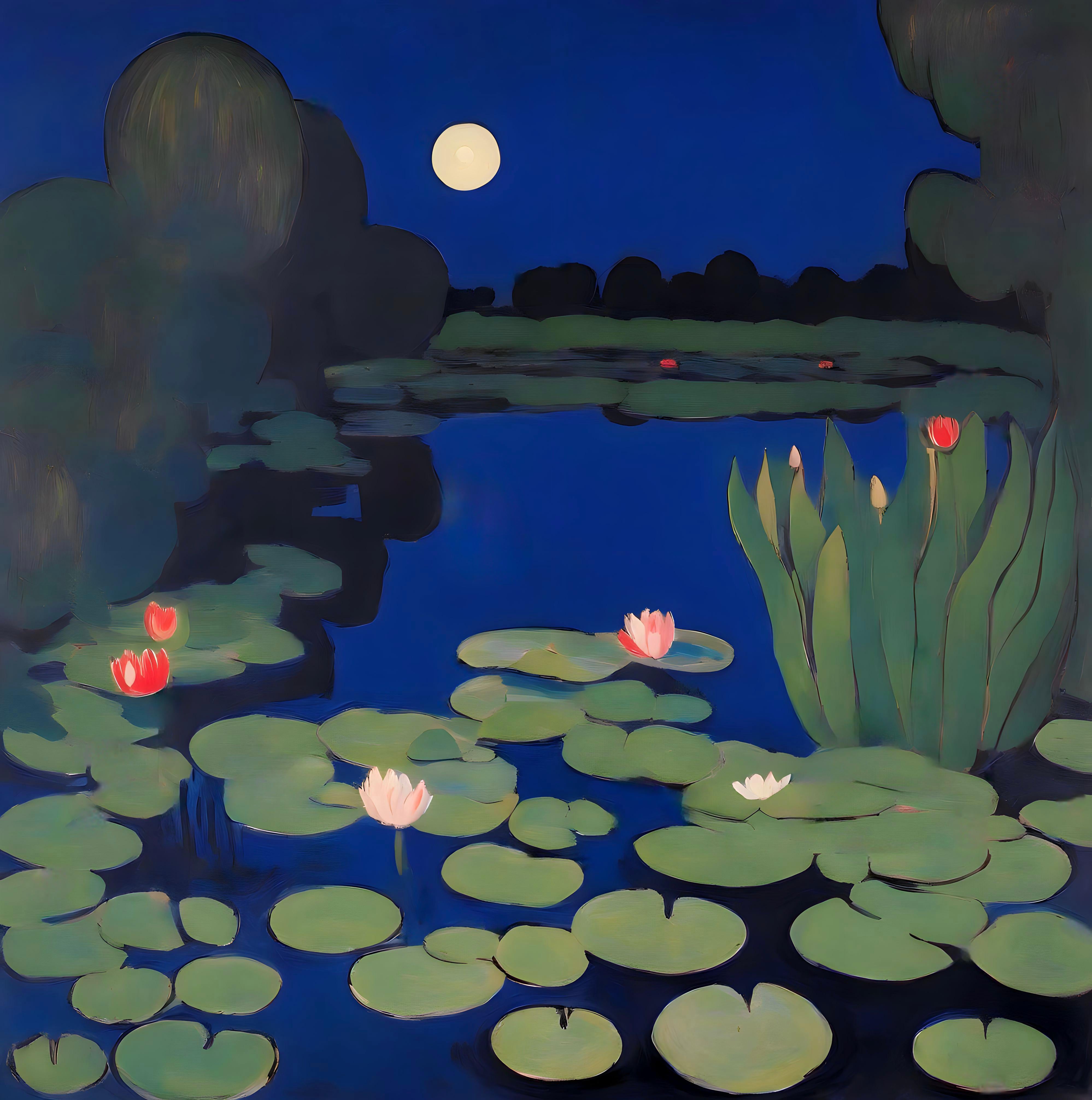 Pond , 70x70cm, print on canvas - Art by Nina Tsoriti
