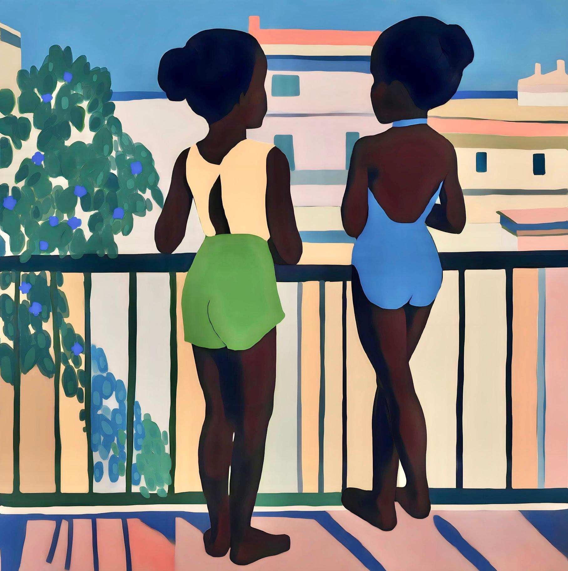 sisterhood , 70x70cm, print on canvas - Art by Nina Tsoriti