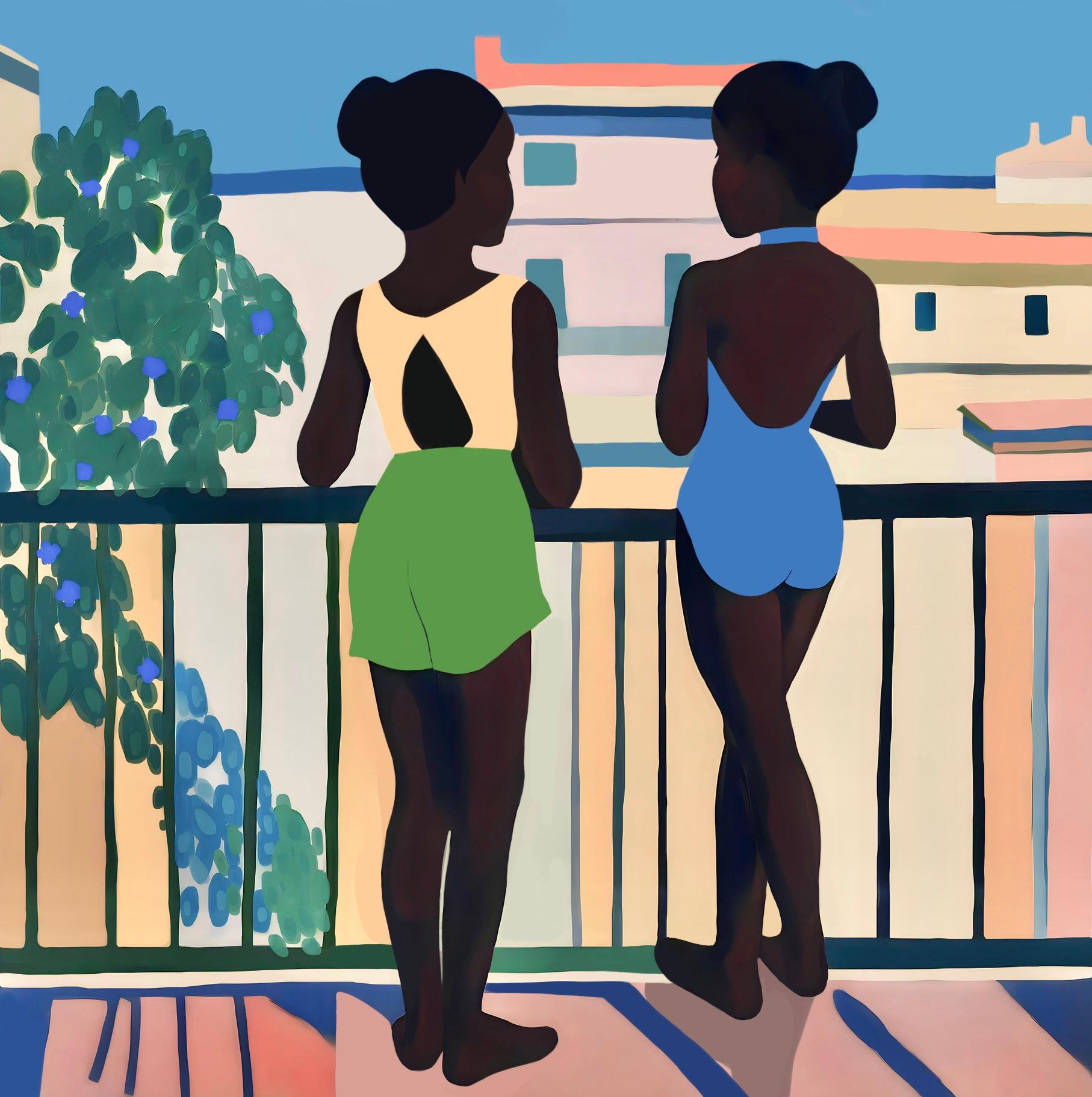 sisterhood , 70x70cm, print on canvas - Art by Nina Tsoriti