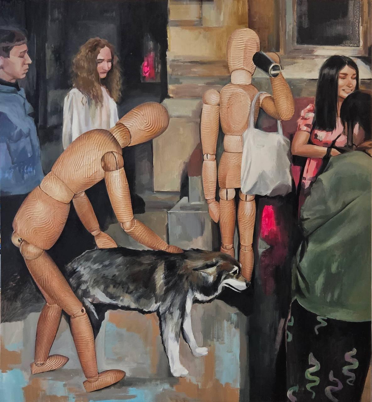 At the bar, 100x110cm - Art by Irina Aleksandrova