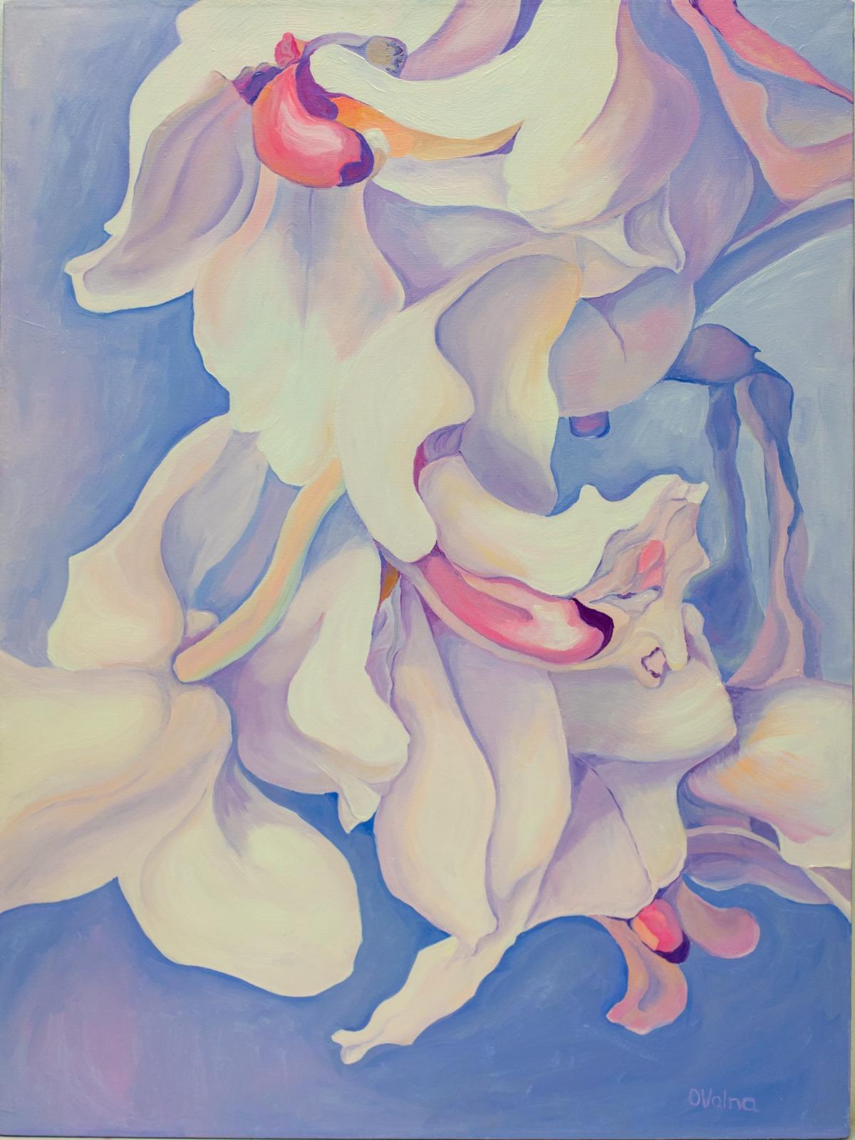 White orchids, 80x60 cm, oil/canvas - Painting by Olga Volna