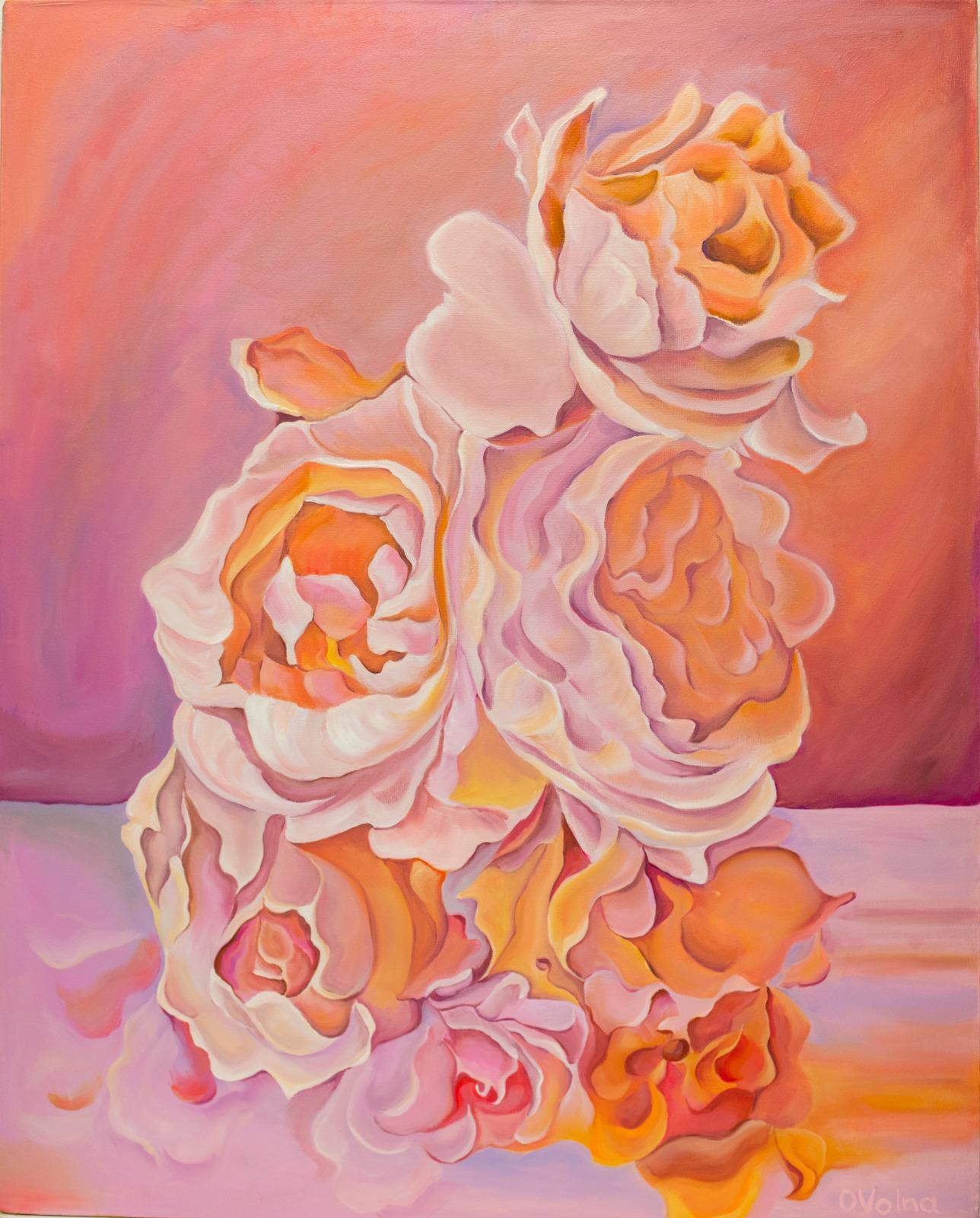 Orange bouquet , 100x80 cm, oil/canva - Art by Olga Volna