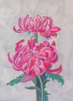 Pink Dahlias , 80x60 cm, oil/canvas