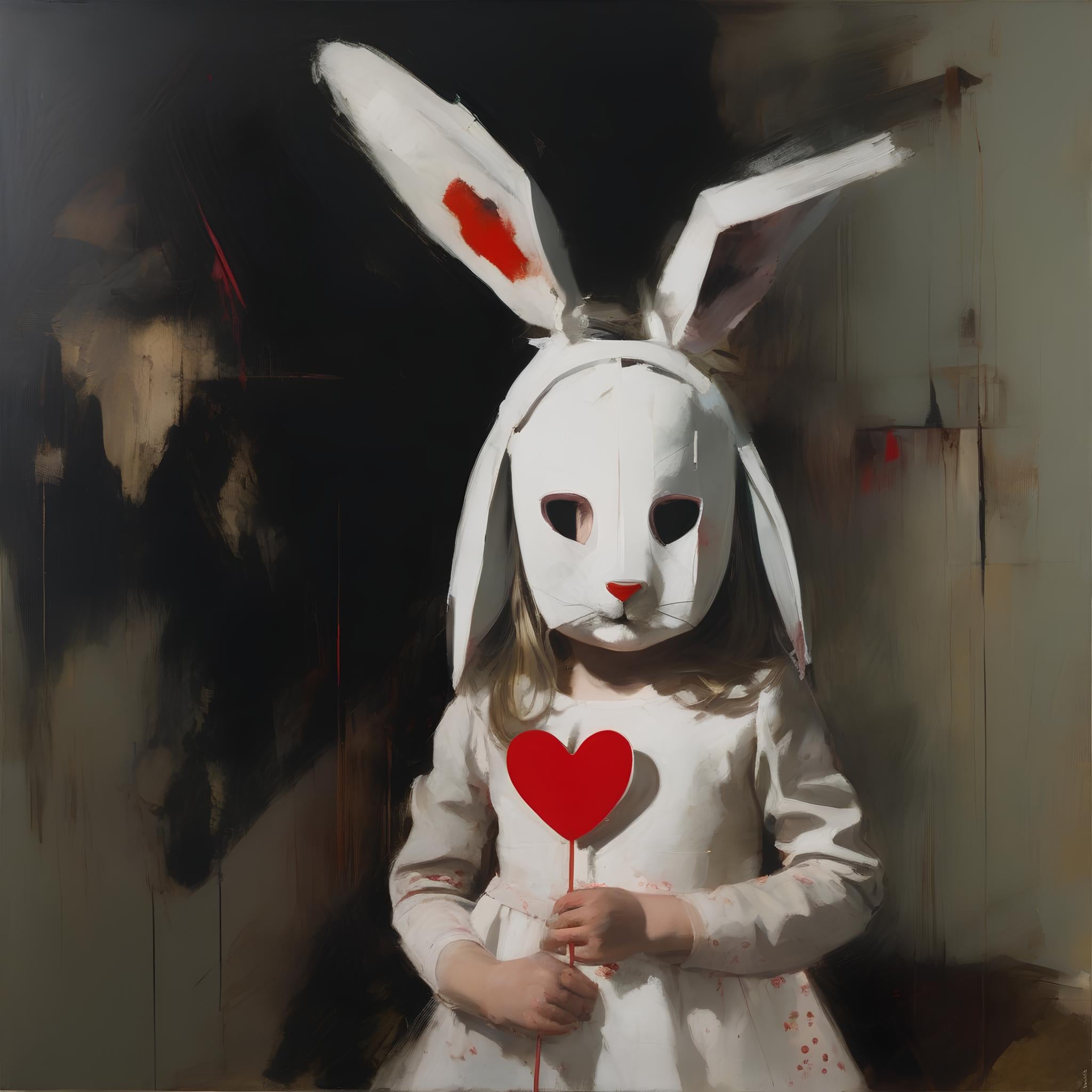 Not a cute bunny, 80x80cm, print on canvas - Art by Peter Simakov