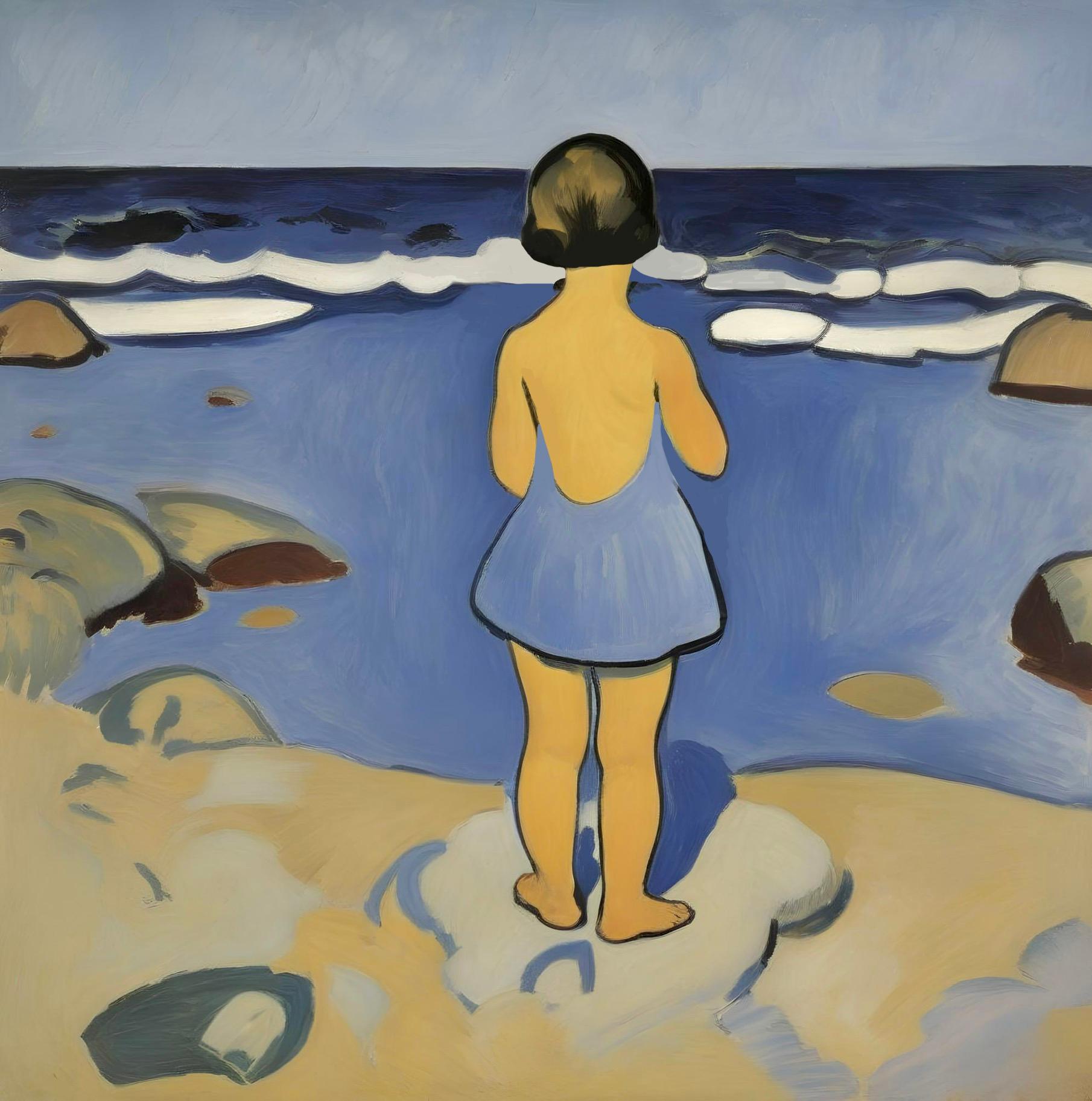 By the sea, 70x70cm, impression sur toile - Art de Nina Tsoriti