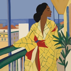 Beauty in a yellow kimono , 80x80cm, print on canvas