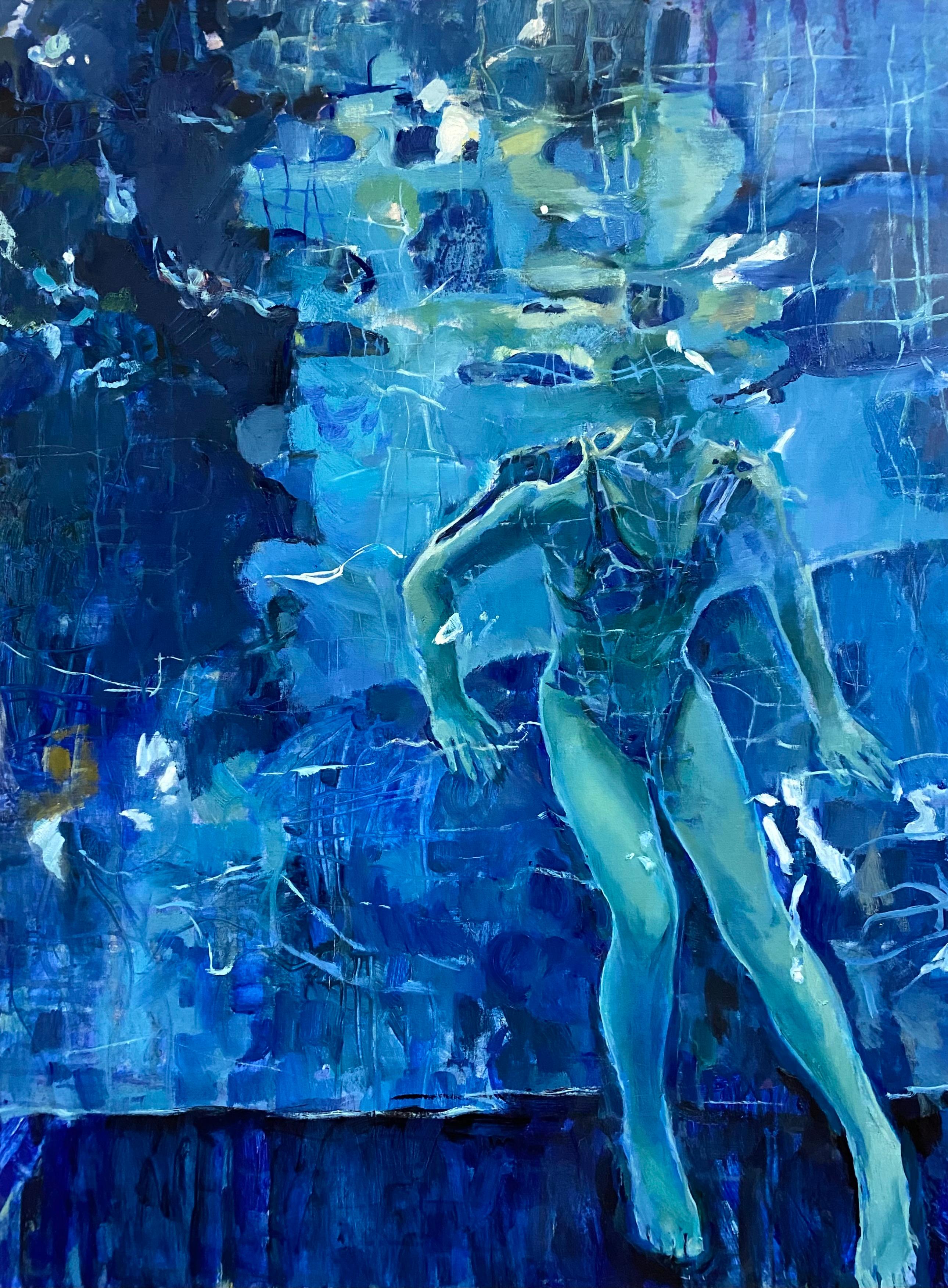 Under the water, 120x90cm, oil/canvas - Painting by Veronica Fedortsova